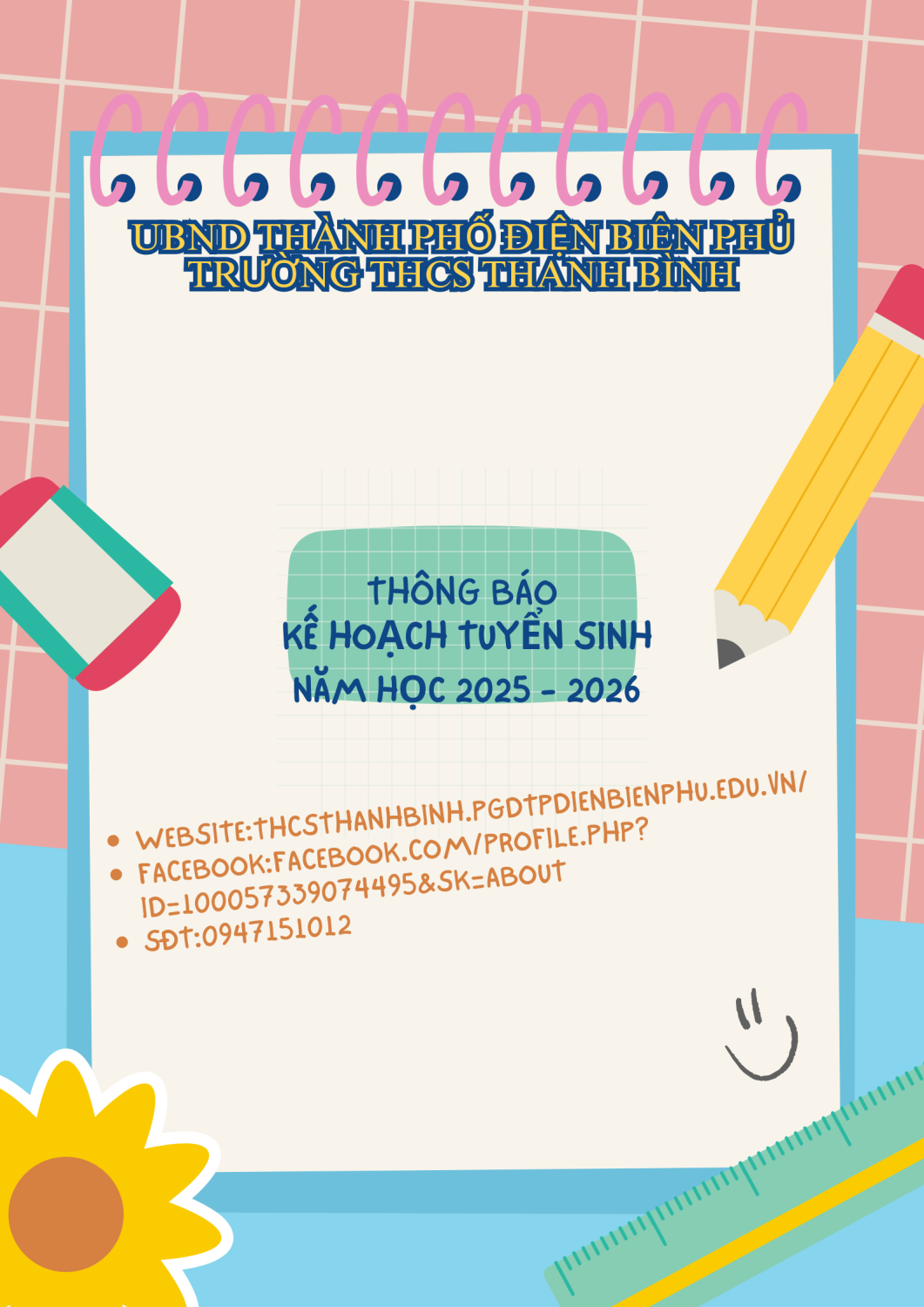 THÔNG BÁO VÀ KẾ HOẠCH TUYỂN SINH NĂM HỌC 2025 – 2026          TRƯỜNG TRUNG HỌC CƠ SỞ THANH BÌNH